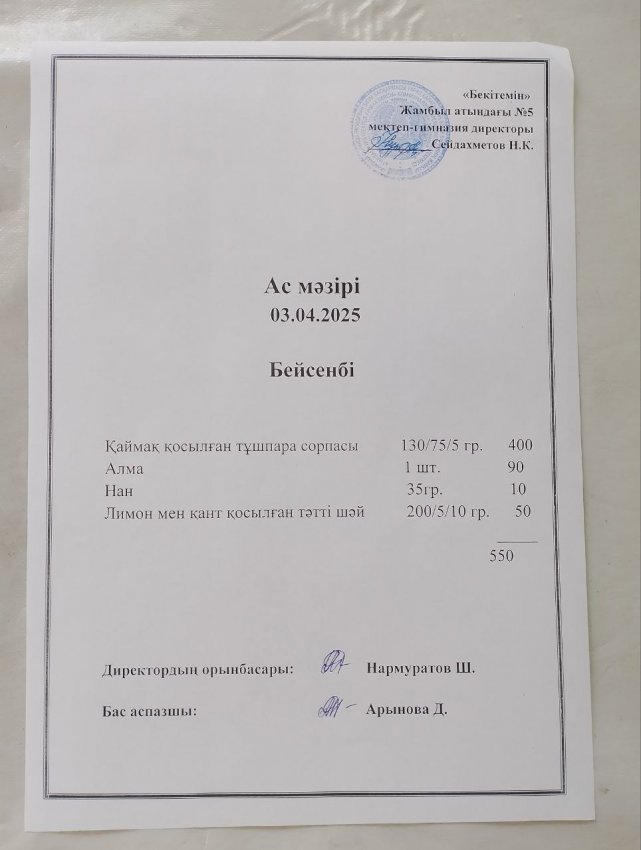 Ас мәзірі 03.04.2025ж