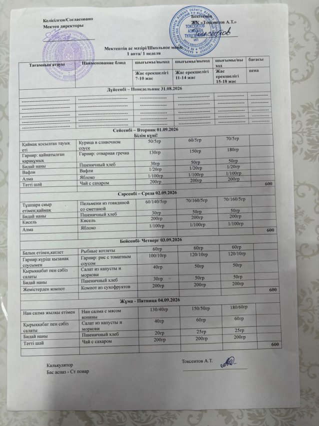 Ас мәзірі 01.-04.2026ж