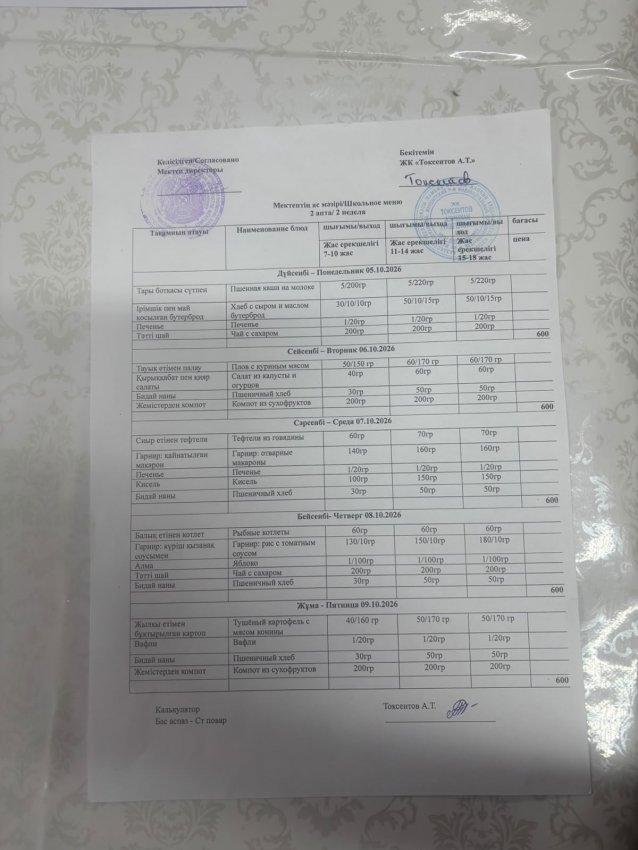 Ас мәзірі 05.10-09.10.2026ж